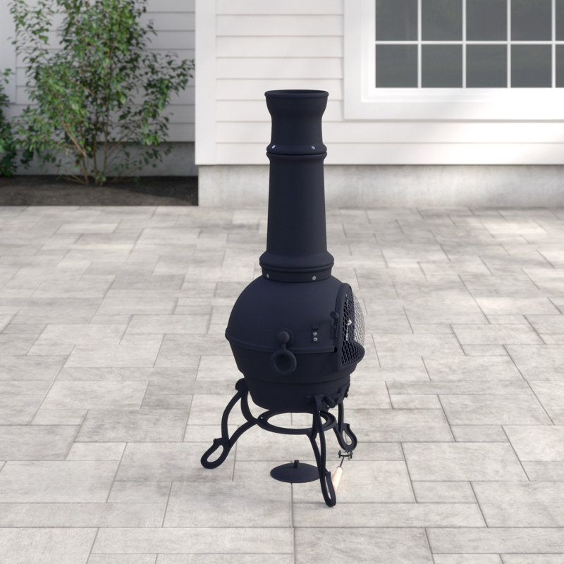 Toledo Column Cast Iron Smokeless Chimnea, 129cm H x 45cm W x 45cm D, Bronze