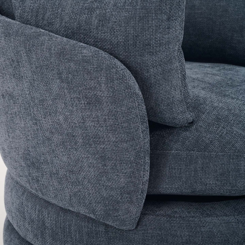 Upholstered Swivel Barrel Chair, Breeze Blue Chenille