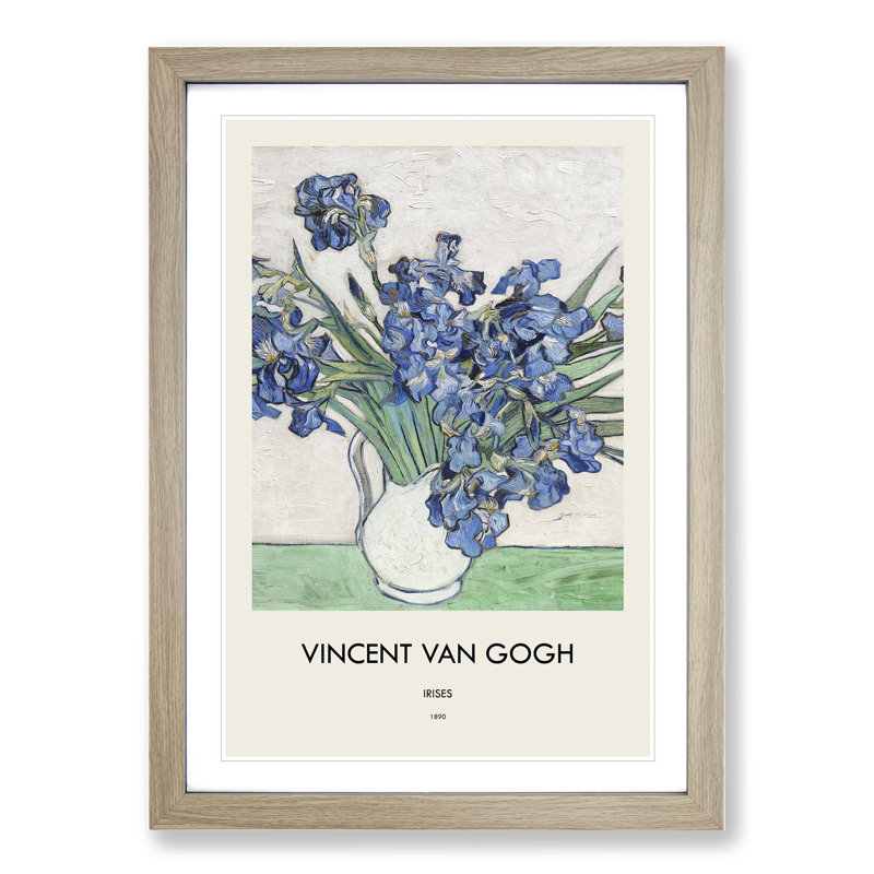 Vase of Irises Vol.1 by Vincent Van Gogh - Picture Frame Art Prints, Oak, 48cm H x 36cm W x 2cm D