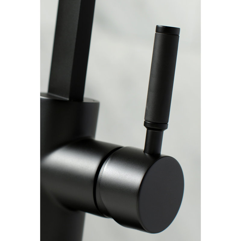 Kingston Brass Kaiser Single-Handle 1-Hole Deck Mount Bathroom Faucet with Push Pop-Up, Matte Black