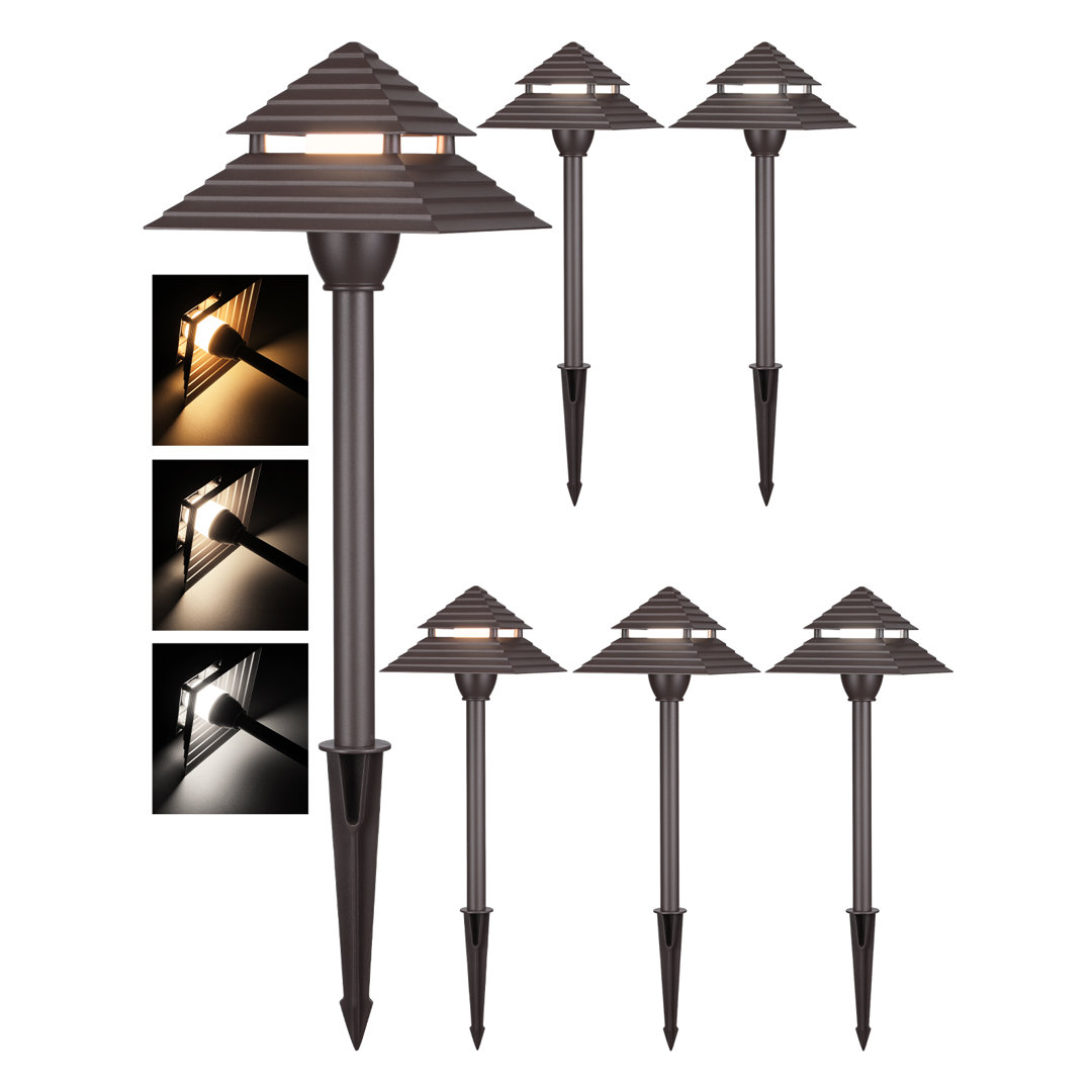 3cct Led Pathway Lights, Low Voltage Landscape Lights, 12-15v Ac/12-24v Dc, Ip65, Aluminum Housing (Set of 6) LEDVANS