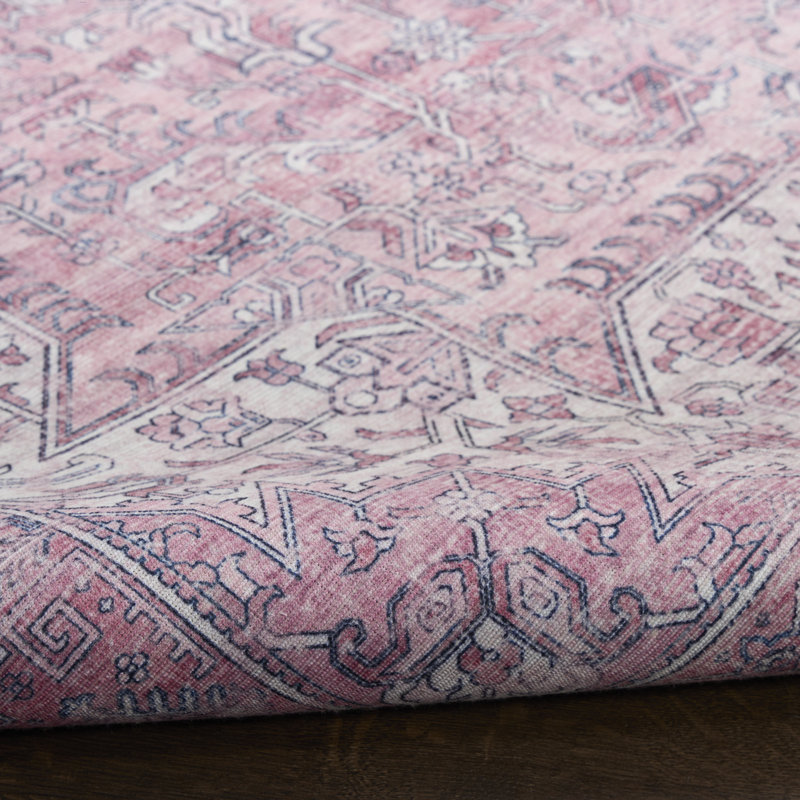 Bungalow Rose Bungalow Rose Washables Pink Vintage Indoor Rug, Rectangle 4' x 6'
