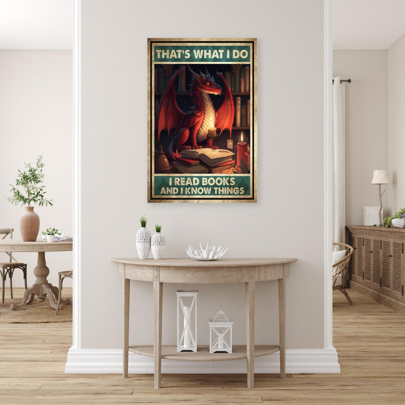 «Liliana Dragon I Read livres sur toile», impression, H 14 po x l 11 po x P 1,25 po