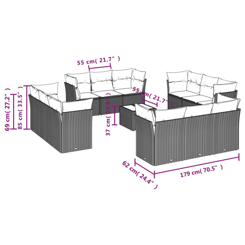  Garden Sofa Set Beige, Beige