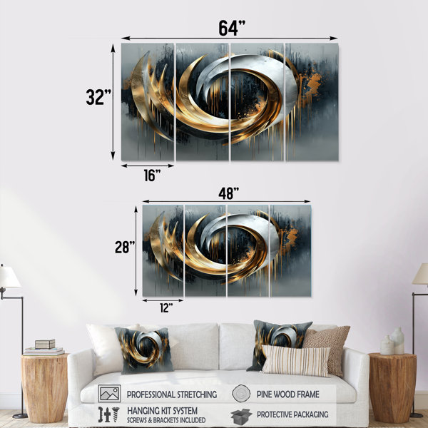 Wrought Studio Black Gold Abstract Shapes And Lines IV - Abstract ...