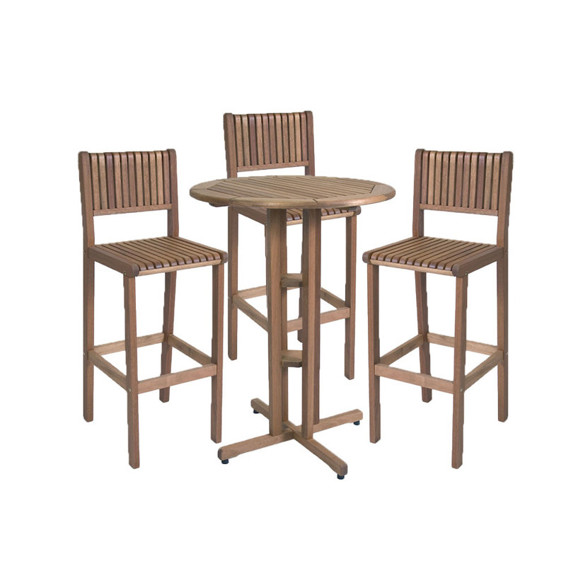 3 - Person Eucalyptus Solid Wood Patio Dining Set Square Table