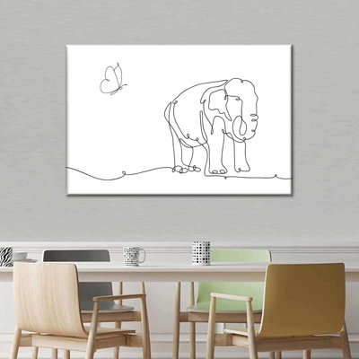 Impression sur toile papillon et éléphant