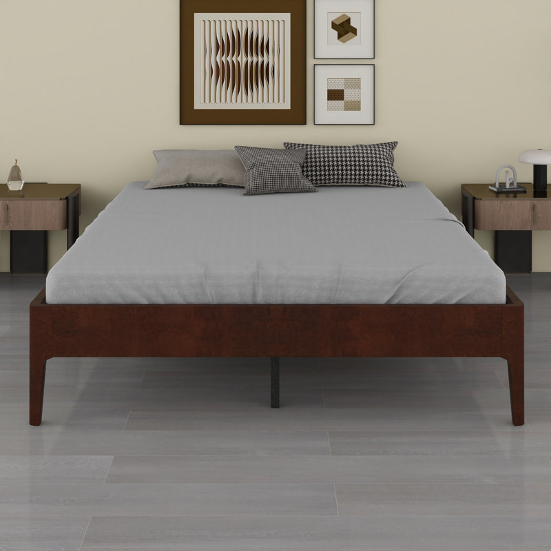 Contemporary  Platform Bed with Slat and Support Design, Queen, Chocolate