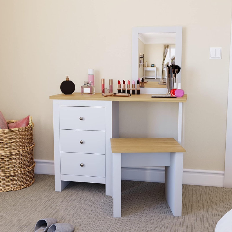 Morley Dressing Table with Mirror, White