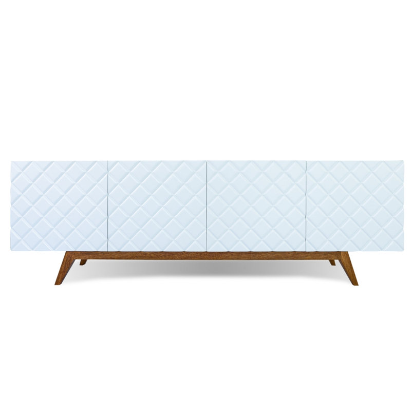 Buffet en bois massif 81 po, Blanc mat