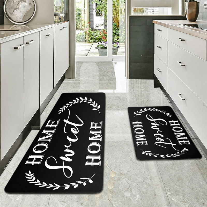 Tapis de cuisine noir et blanc Sweet Home