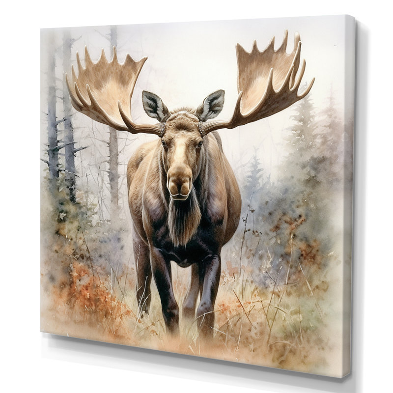 Moose Serenity II - Moose, art mural encadré, 30" H x 30" W, Toile tendue