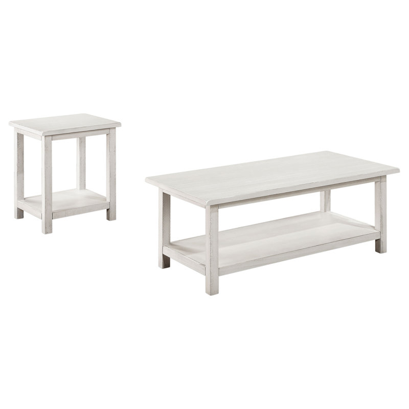 Ensemble de tables basses et de tables de bout 2 pièces Payne - blanc vieilli, Blanc, 2 pièces: table basse, table de bout