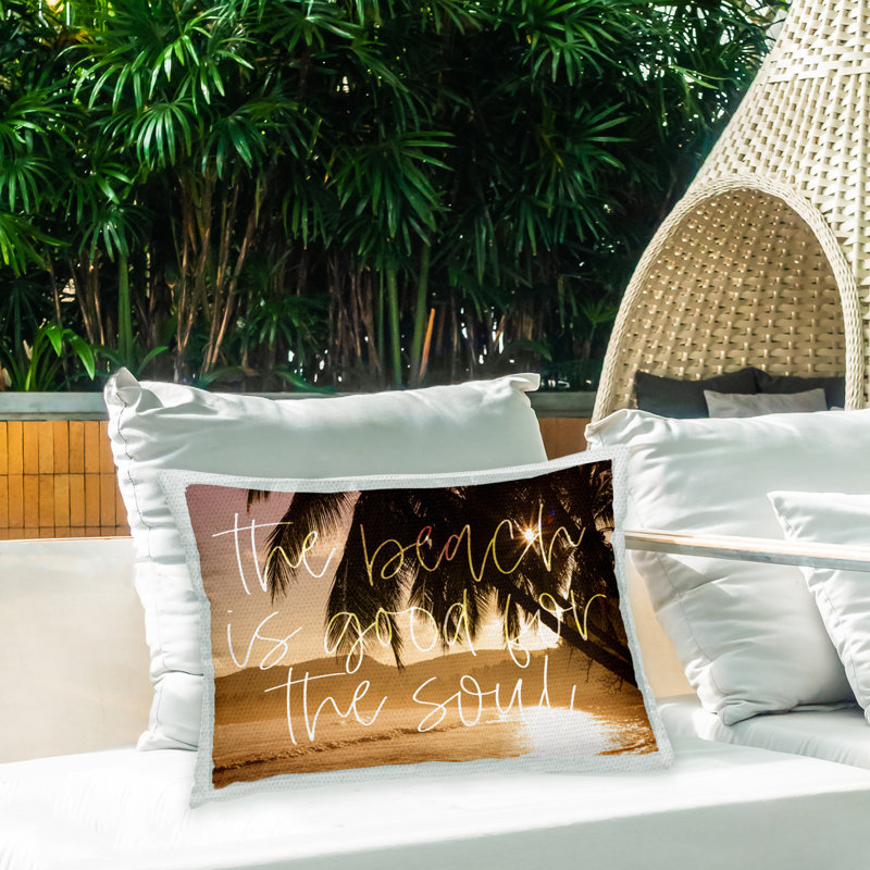 Coussin d'extérieur imprimé plage «Good for Soul» par Lil 'Rue