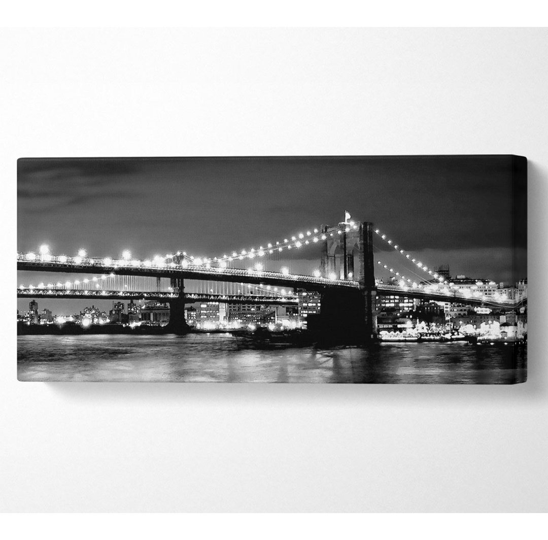 NYC Night Bridge B N W - Leinwanddrucke auf Leinwand