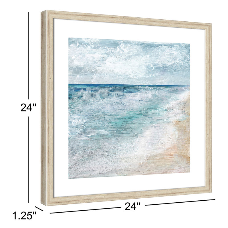 Balade au bord de l'eau - Peinture encadrée, Beige, H 24 po x l 24 po x P 1,25 po