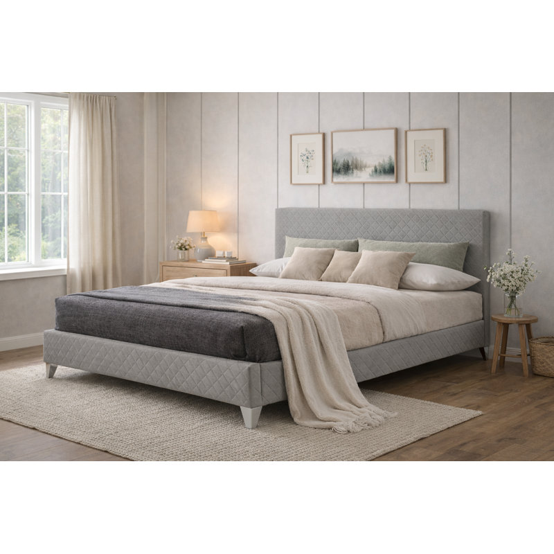 Bryanna Upholstered Bed, Grey, Double (4'6)