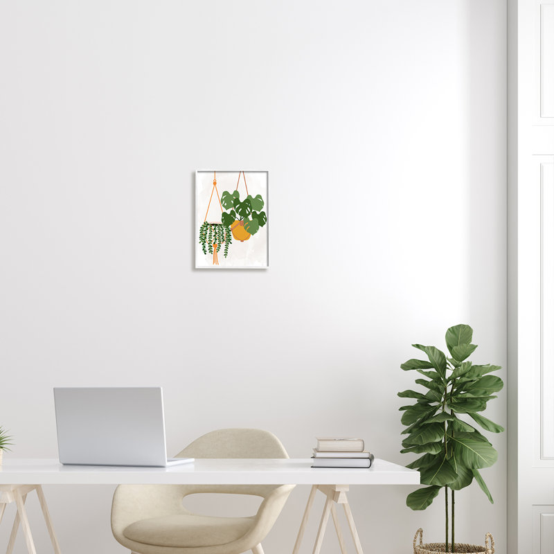Plantes d'intérieur décontractées à suspendre, H 14 po x l 11 po x P 1,5 po, Giclée encadrée blanc bord de mer