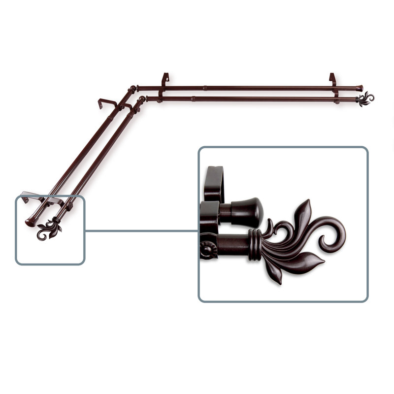 Rexford Adjustable 0.81'' Double Curtain Rod, 66'' - 120'', Cocoa