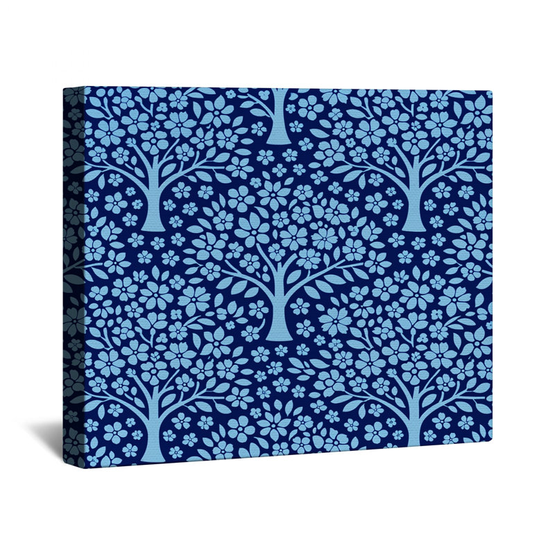 Toile tendue à motif de fleurs bleues en plusieurs tailles, 12 x 12 inches