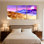 Abstrait, ciel mauve, montagne, paysage, lune, réflexion, aquarelle, ensemble de 3 impressions sur toile