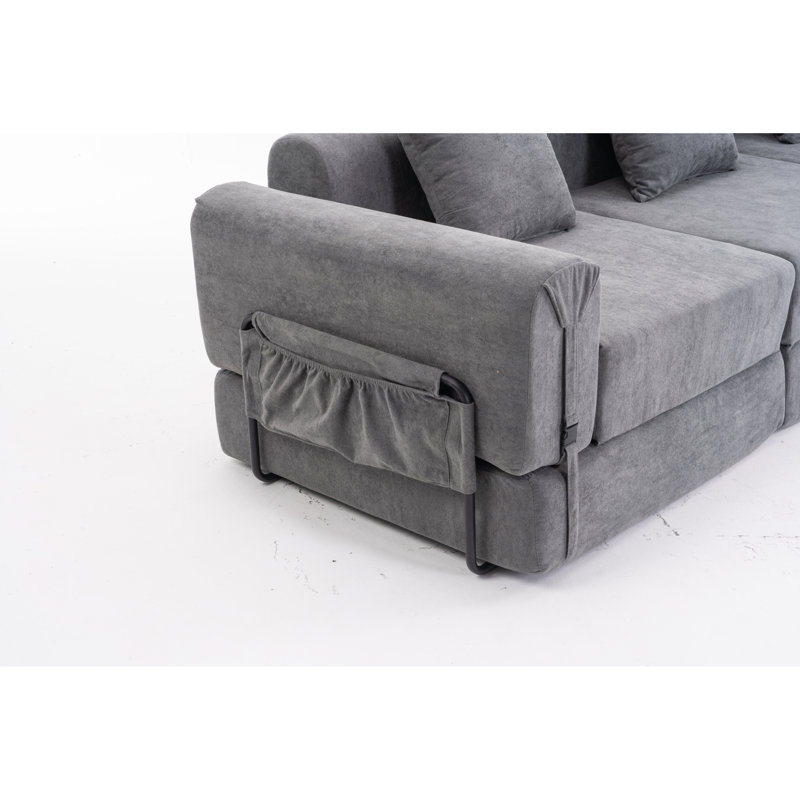 Modular Reclining Sofa Polyester Blend For Lounge Gray