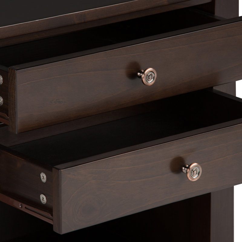 Carlton 24 Inch Solid Wood Transitional Bedside Table In Tobacco Brown (Set Of 2), Brown