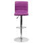 Tabouret de bar à hauteur réglable en vinyle avec dossier à coutures horizontales Clift-17896462-128921558