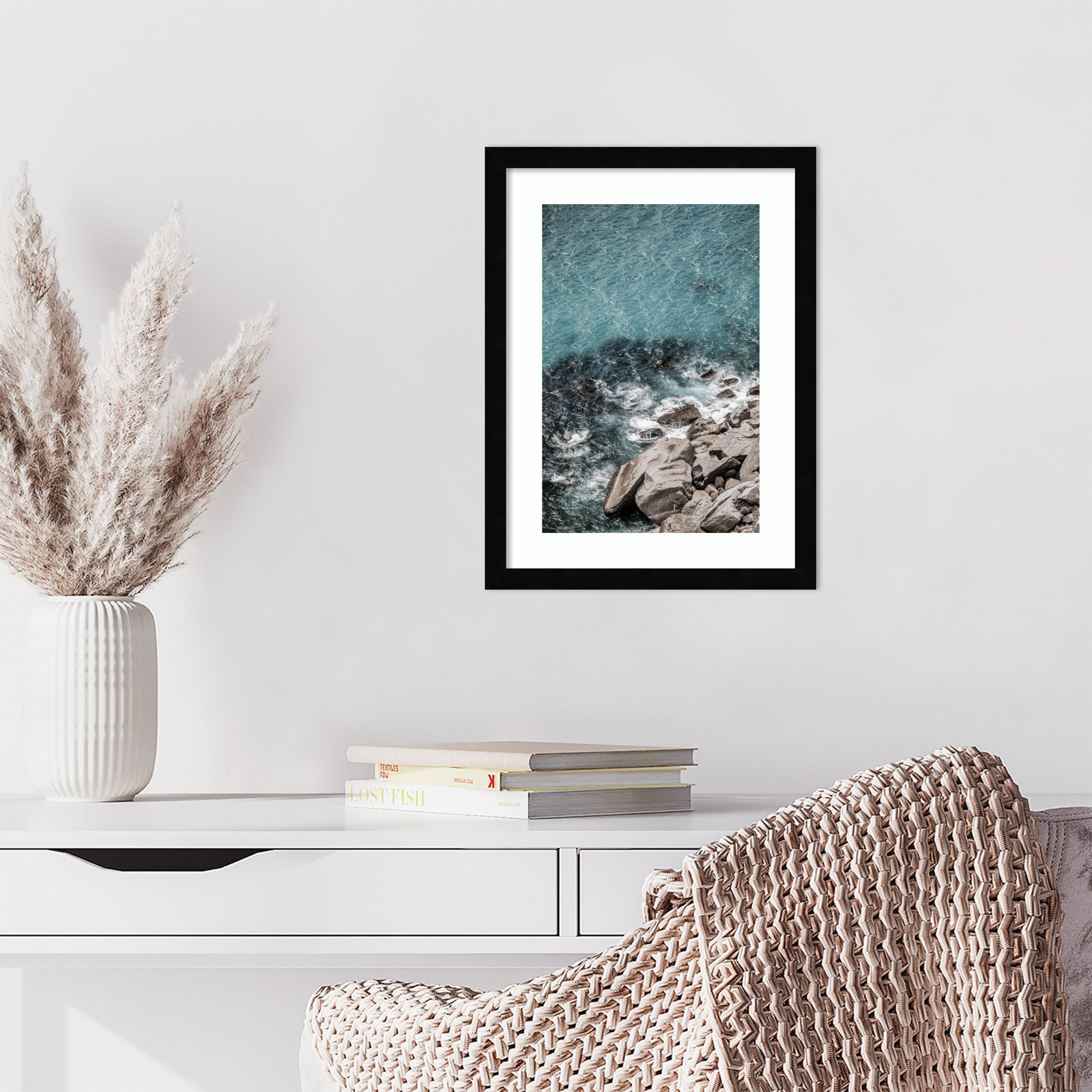 Pacetti "Aqua Sea Shores" Print, 17" H x 13" W, Black