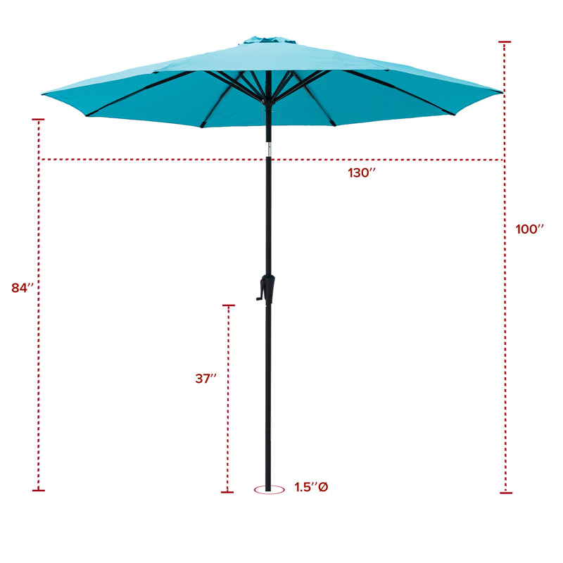 Parasol de marché 120 po Frison, H 100 po x l 130 po x P 130 po, Bleu aqua