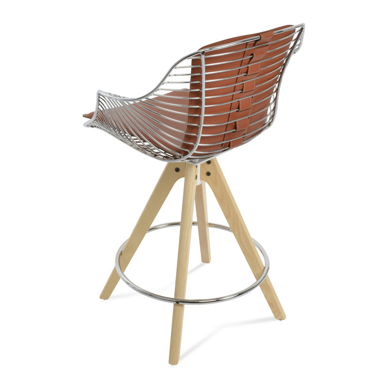 Tabouret Zebra Pyramid, Tabouret de bar (siège d'une hauteur de 26 po), Naturel, Os PPM-FR / laiton