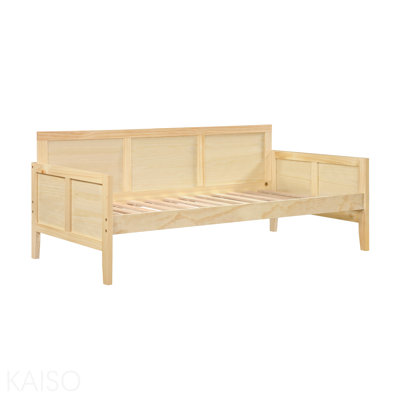Daybed With Pull Out Trundle Natural Pine Finish Wooden Home Furniture 1pc Sofa Bed