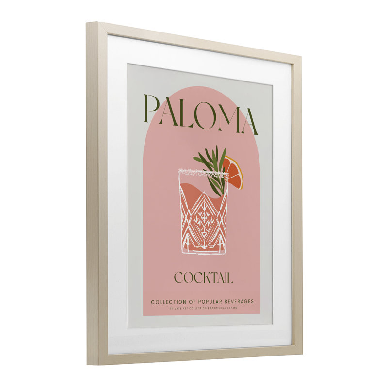 Élégante reproduction rétro sous verre encadrée de Paloma, design par Lil 'Rue, H 16 po x l 13 po, Cadre de récolte en pin