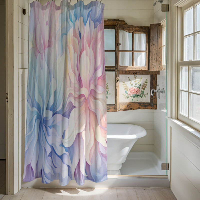 Watercolor Florals - Rideau de douche standard 1 pièce, H 74 po x l 71 po