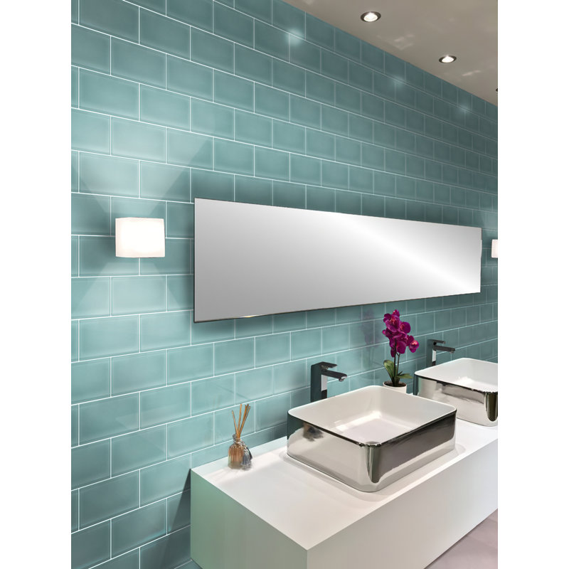 Apollo 6'' x 3'' Glass Subway Wall Tile, Aqua