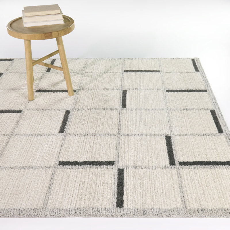 Bannerman Cream/Charcoal Modern Geometric Area Rug, 5'3" x 7'