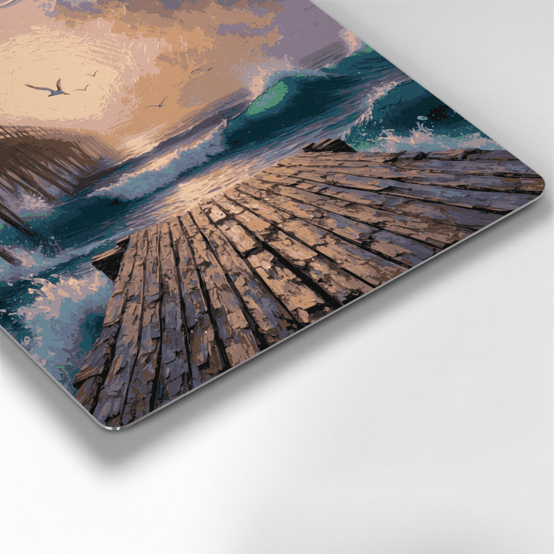 Art mural en métal noir Coastal Pier, H 144 po x l 144 po x P 0,05 po