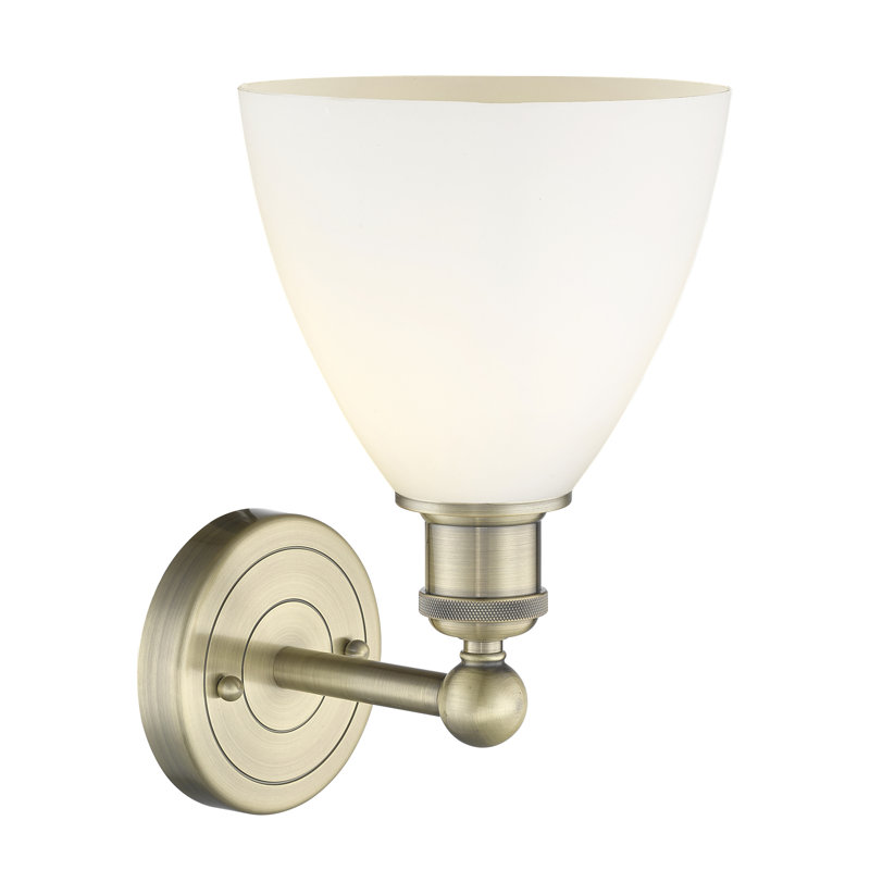 Carmichaels Armed Sconce, Matte White, Antique Brass