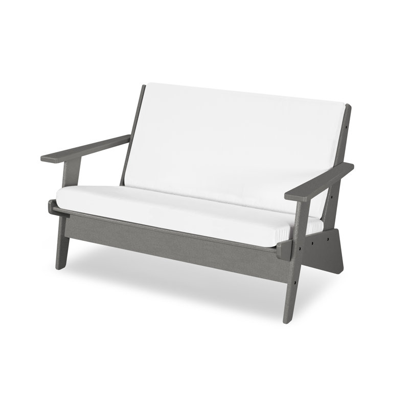 Riviera Modern Lounge Loveseat, Natural, Slate Gray