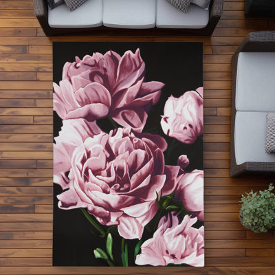 Pink Peonies Outdoor Area Rug | Stylish Home Decor Accent