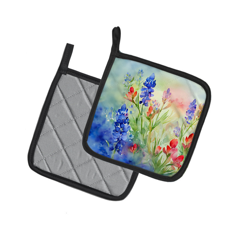 Texas Bluebonnets en aquarelle, paire de poignées