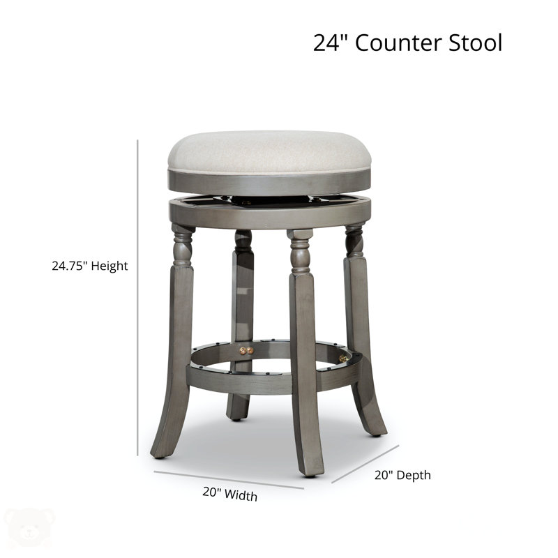 Tabouret de comptoir 24 po, siège en tissu gris anthracite, Gris