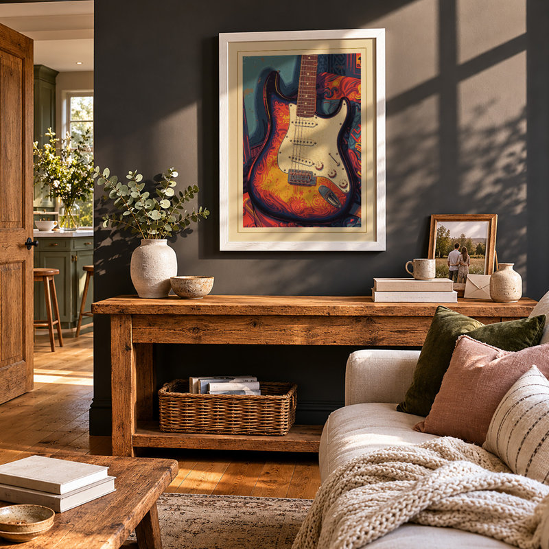 Electric Sun Retro - Framed Print, A4 - 29.7 x 21.0 cm, White