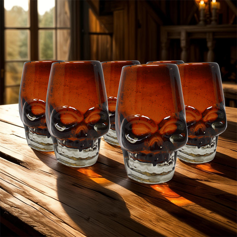Ensemble de 6 verres à liqueur Skull, Brun