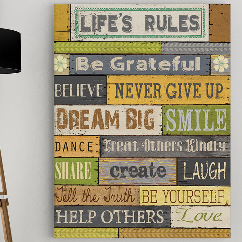 «Life» par Conrad Knutsen, reproduction d'art textuel sur toile, H 36 po x l 48 po x P 1,5 po