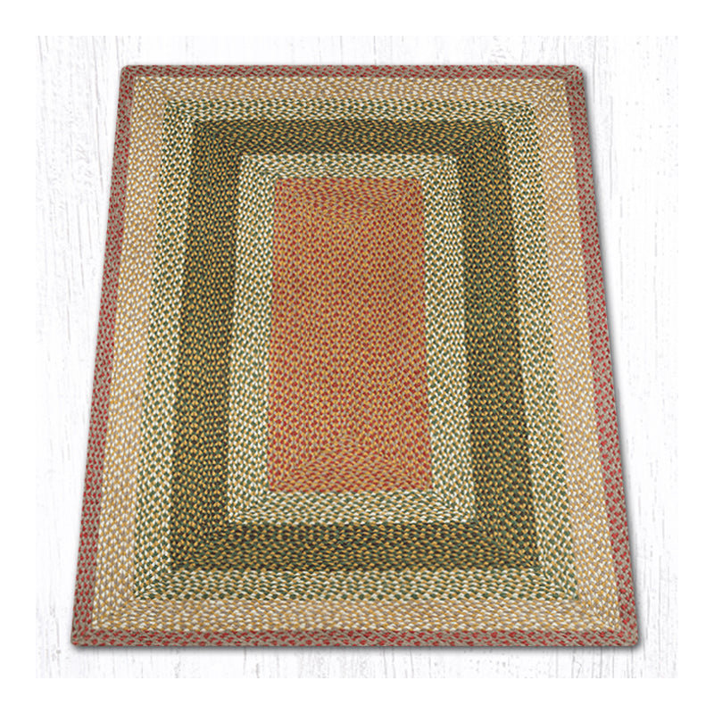 Earth Rugs Olive/ Burgundy/ Gray Oblong Braided Jute Rug – Rustic Farmhouse Handcrafted Accent Rug for Kitchen or Hallway