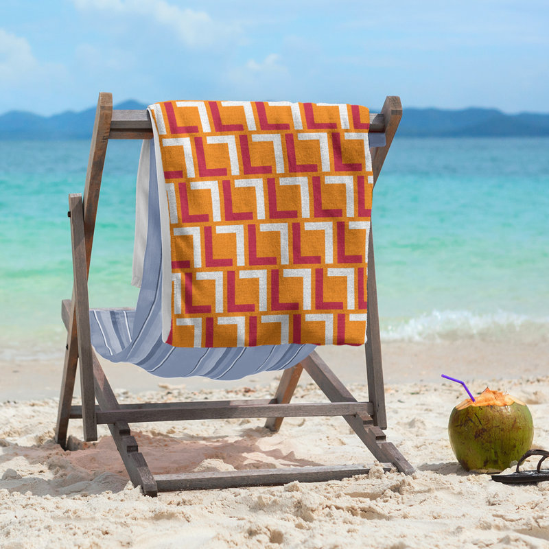 Beach Towel, Orange/Red/White