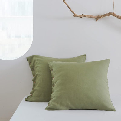 Housse de couvre-oreiller 100% lin lavé 100% euro, ensemble de 2 26 po x 26 po