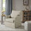 Bedford London 28" W Upholstered Skirted Swivel Armchair with Lumbar Pillow, Beige Multi