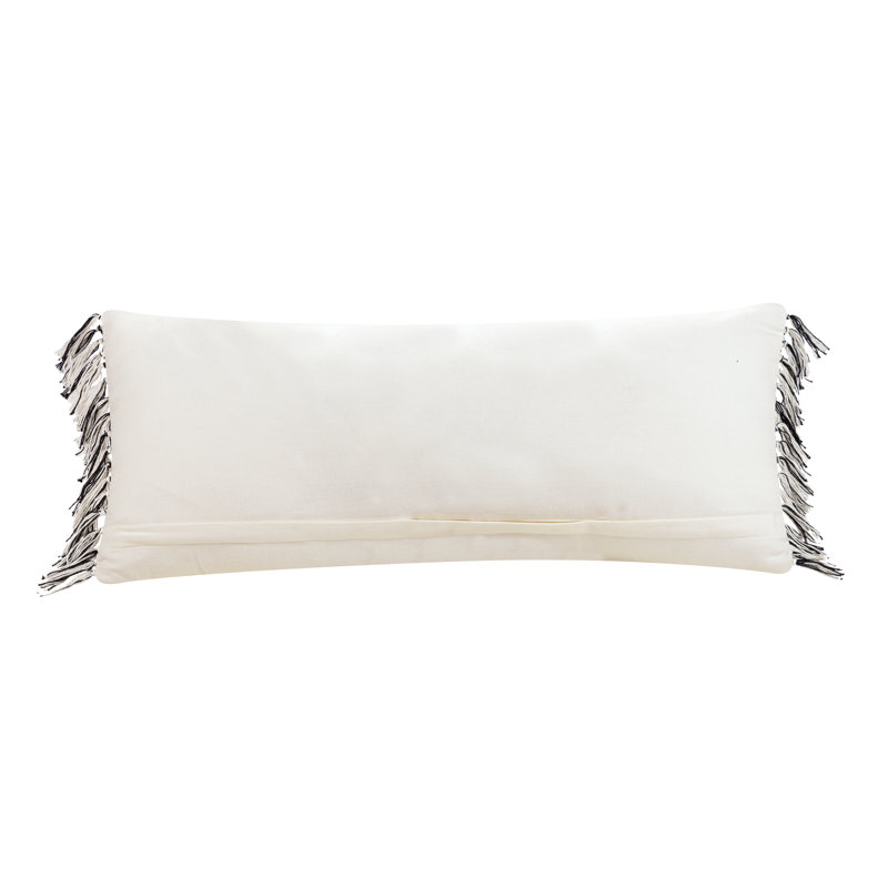 Coussin décoratif tissé avec frange 15 po x 35 po Mavis